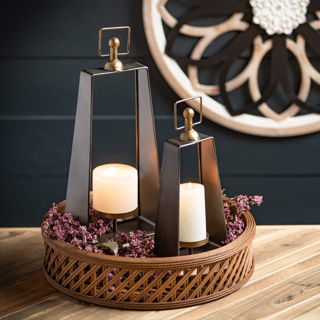 Natural Round Bamboo Tray Set 