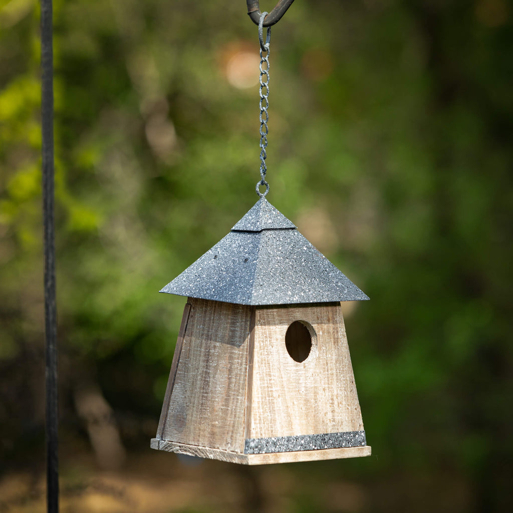Wood Gray Single Birdhouse    
