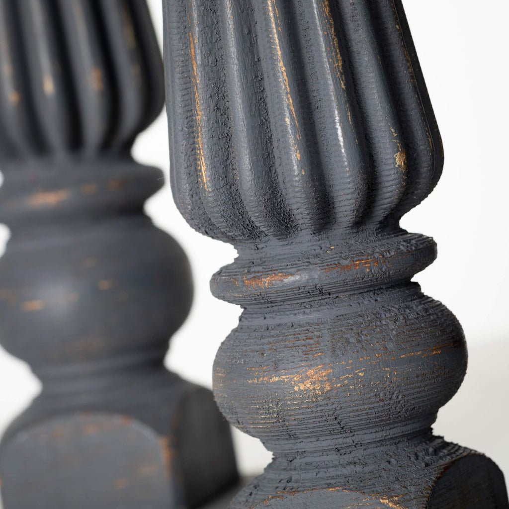 Ribbed Cool Gray Candleholders