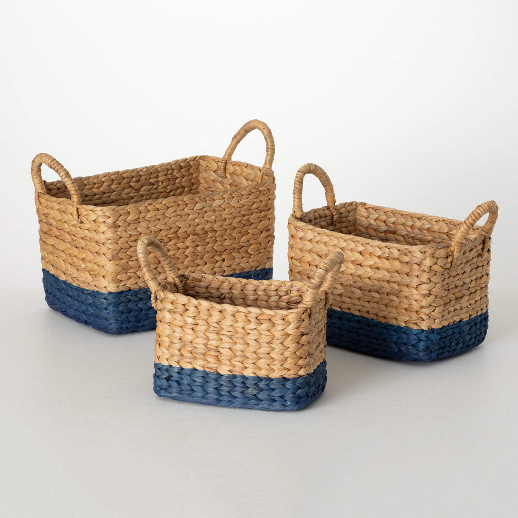Natural Blue Base Basket Set 3
