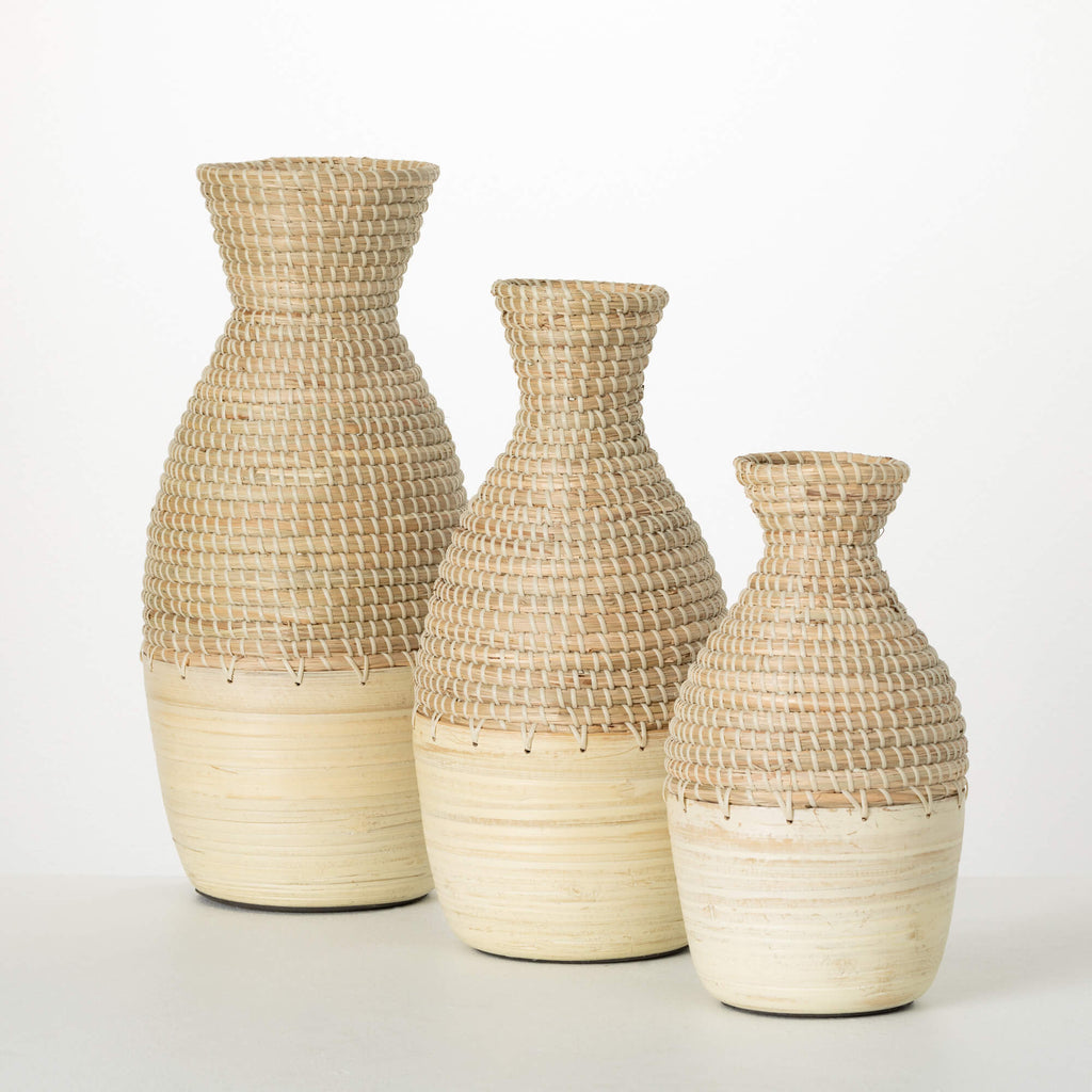 Natural Woven Vase Set Of 3   