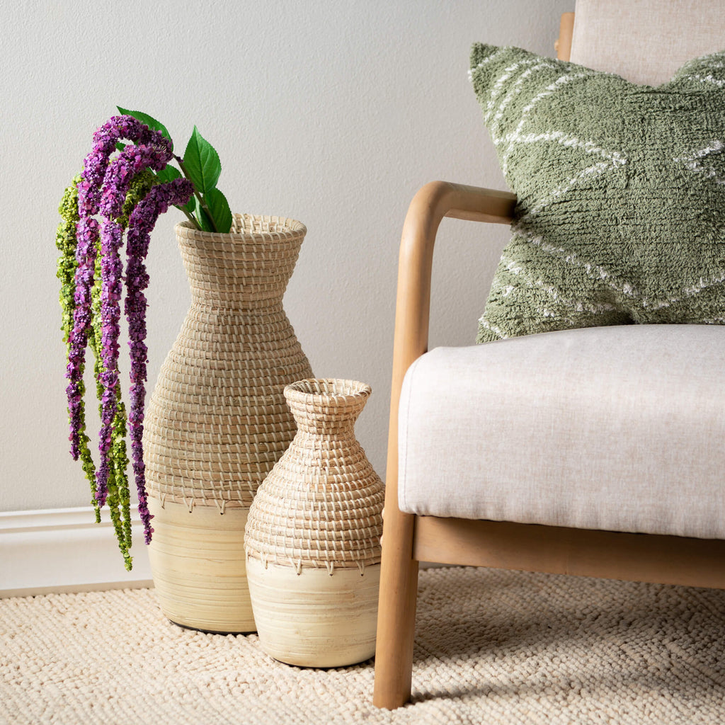 Natural Woven Vase Set Of 3   