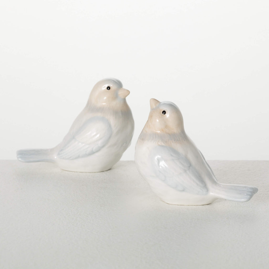 Blue & Gray Ceramic Bird Set 2