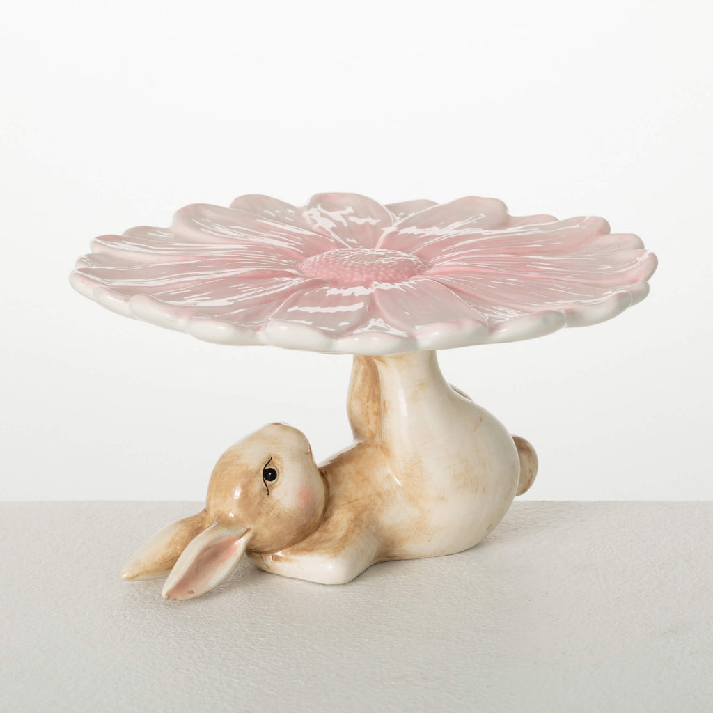 Ceramic Bunny & Flower Riser  