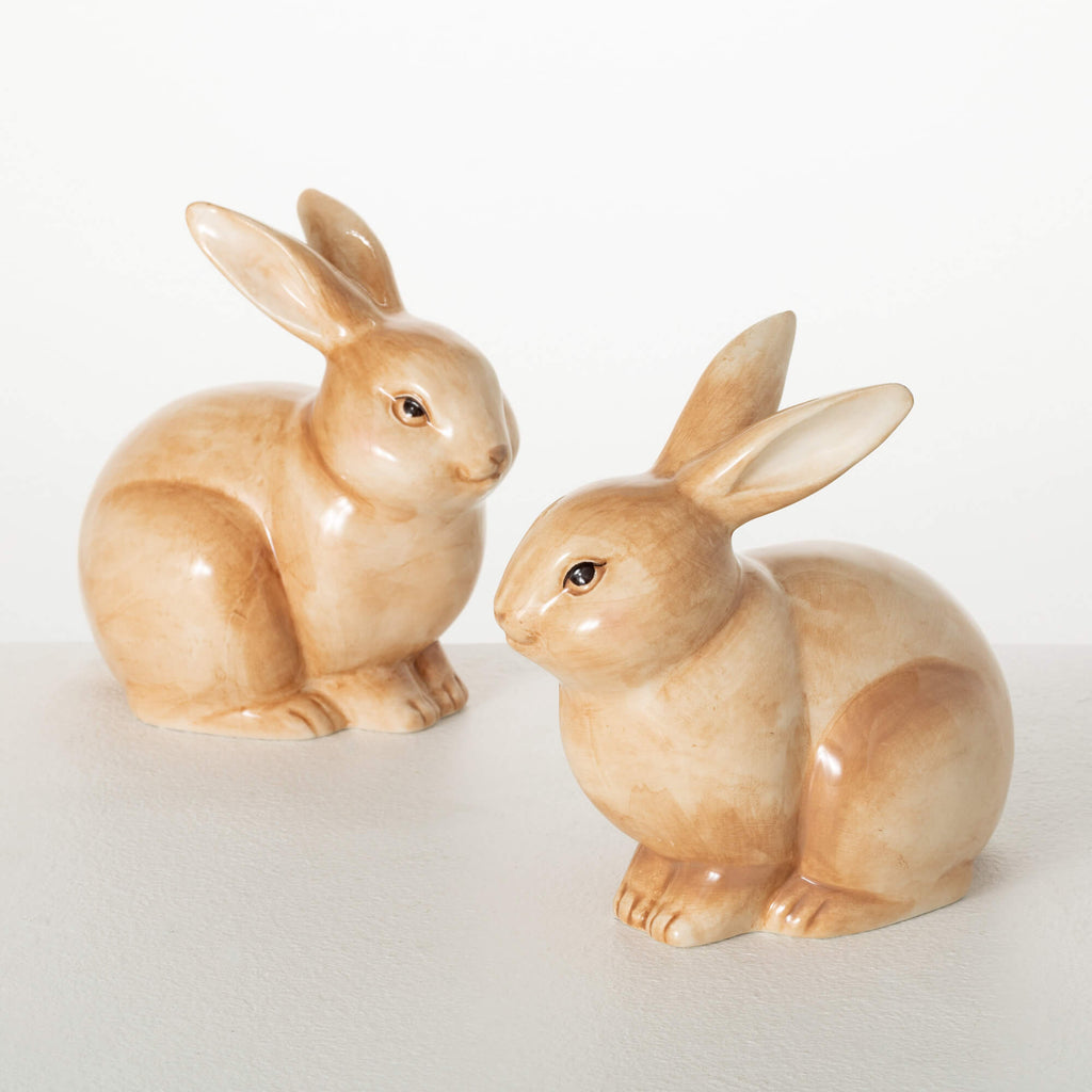 Brown Sitting Bunny Figurines 