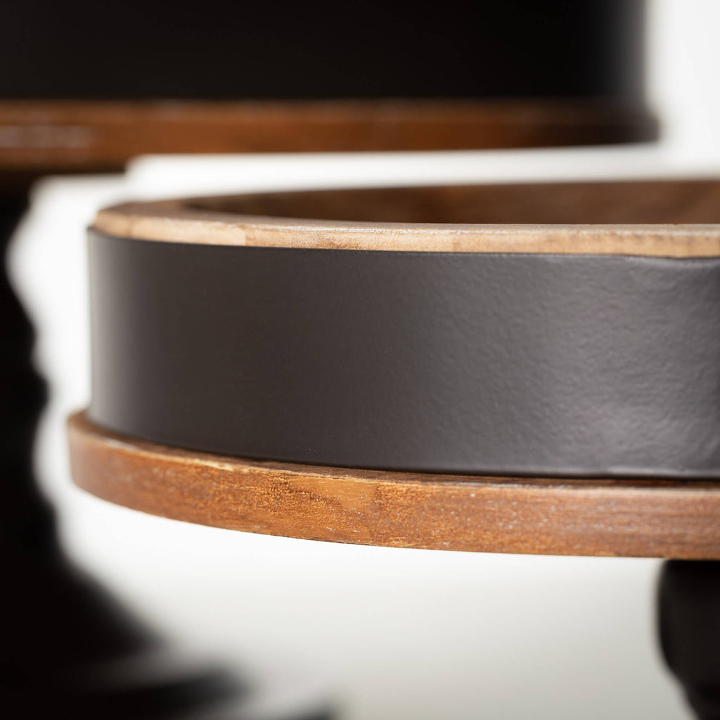 Wood & Black Round Riser Set  