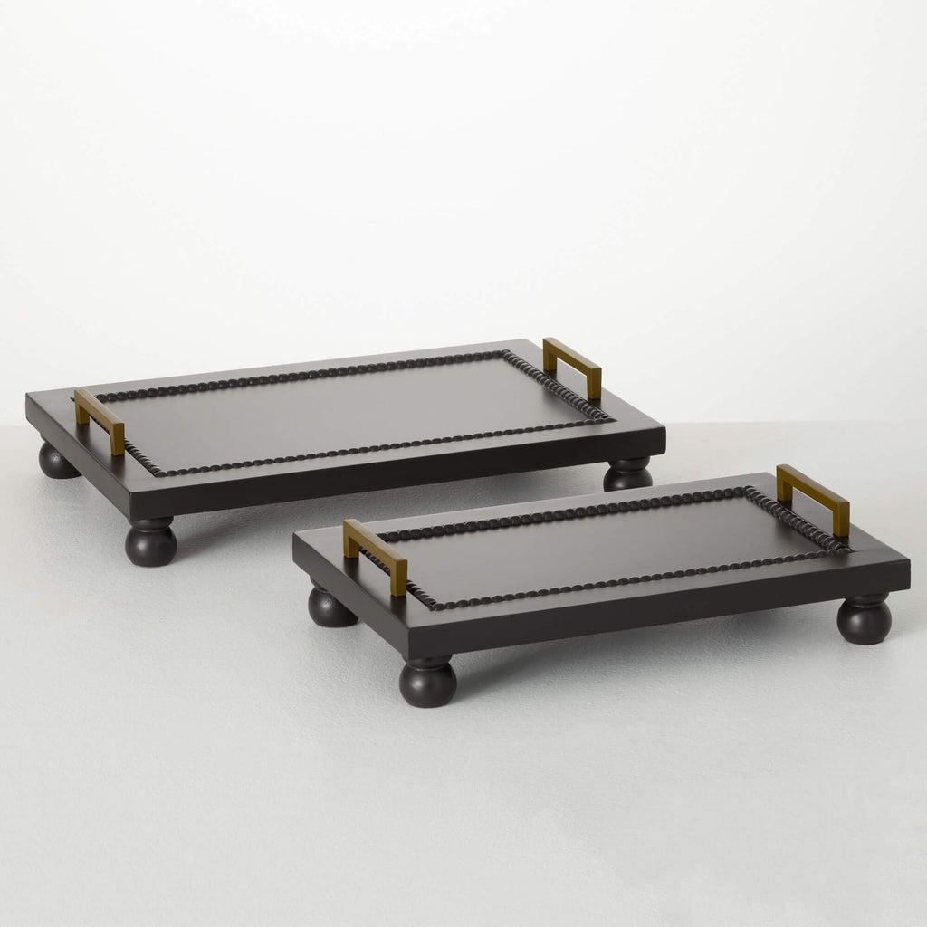 Black Wood Riser Tray Set     