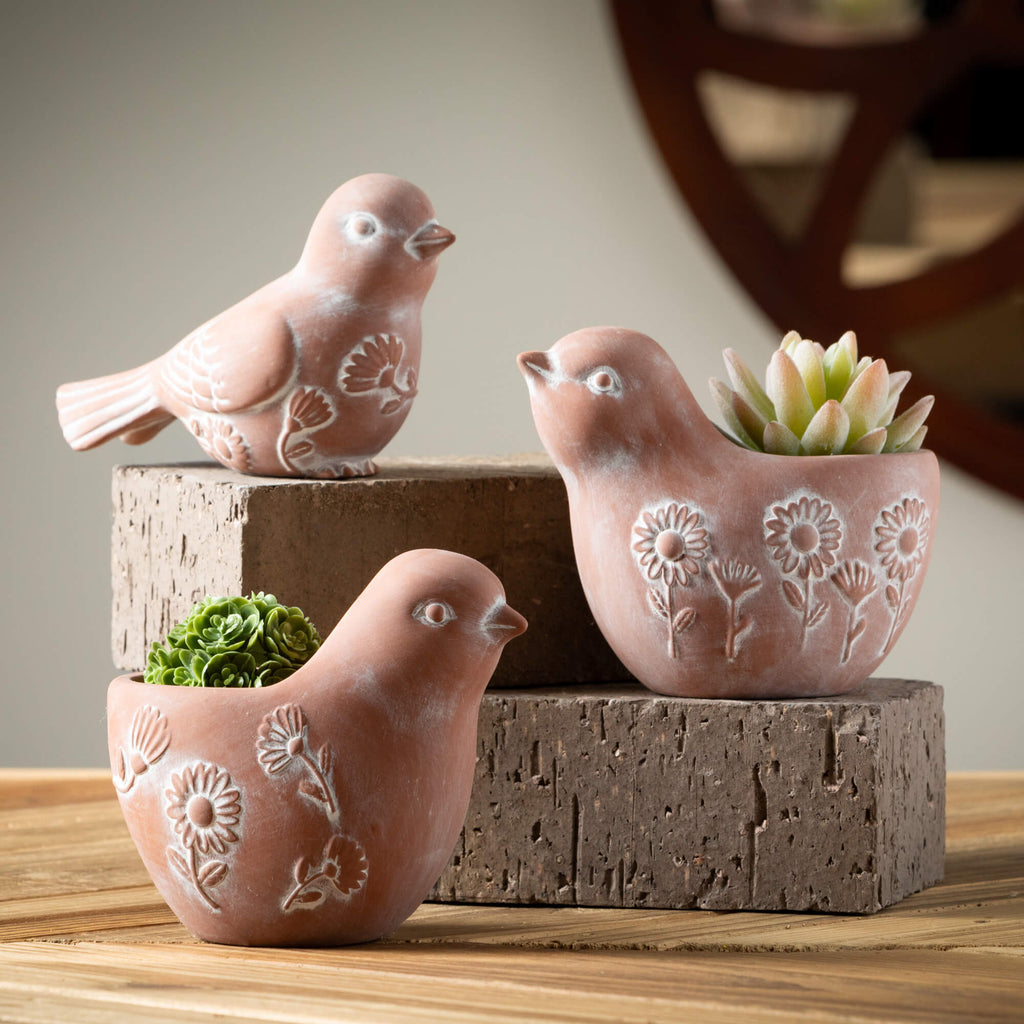 Terracotta Bird Figurine Set 2