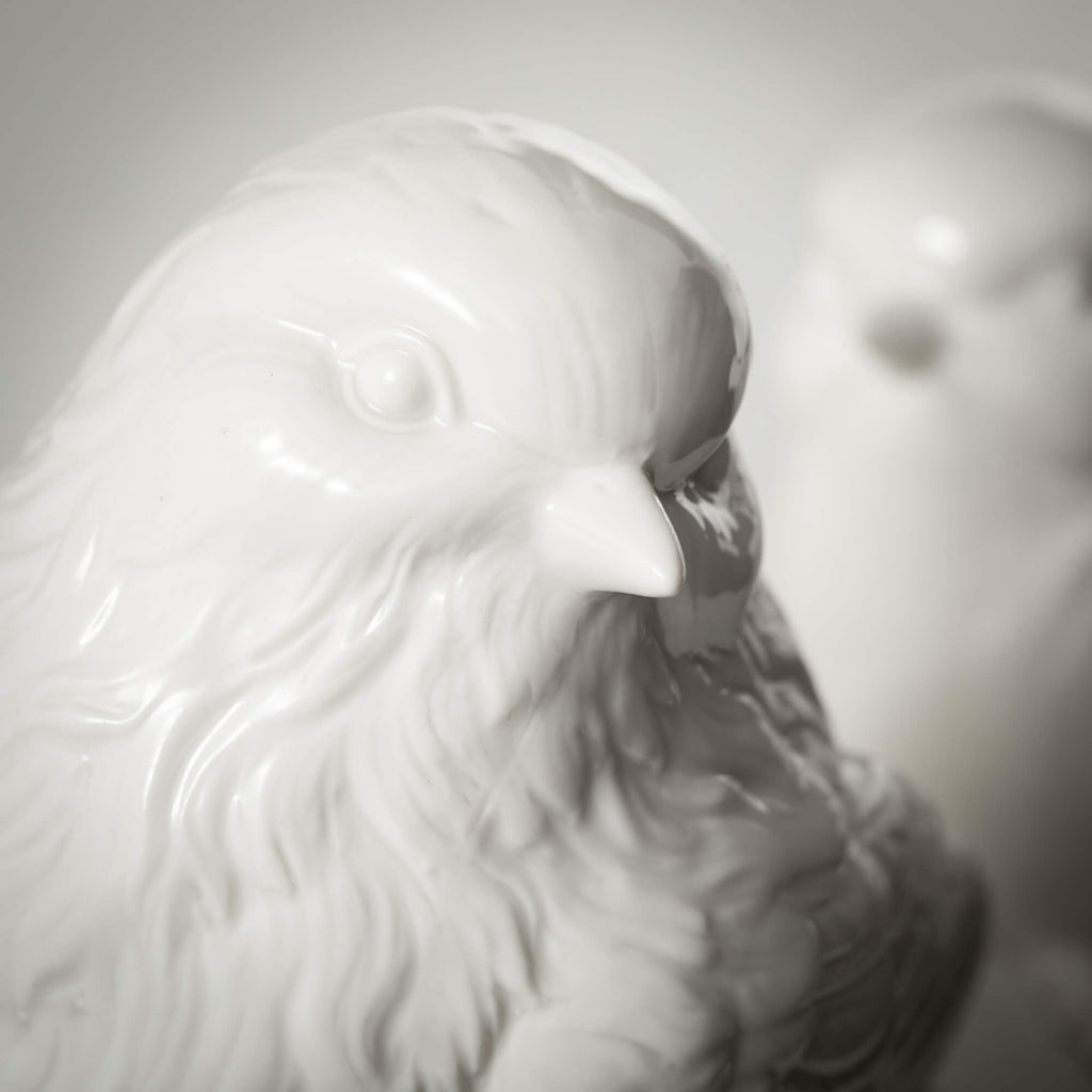 White Ceramic Bird Figurines  