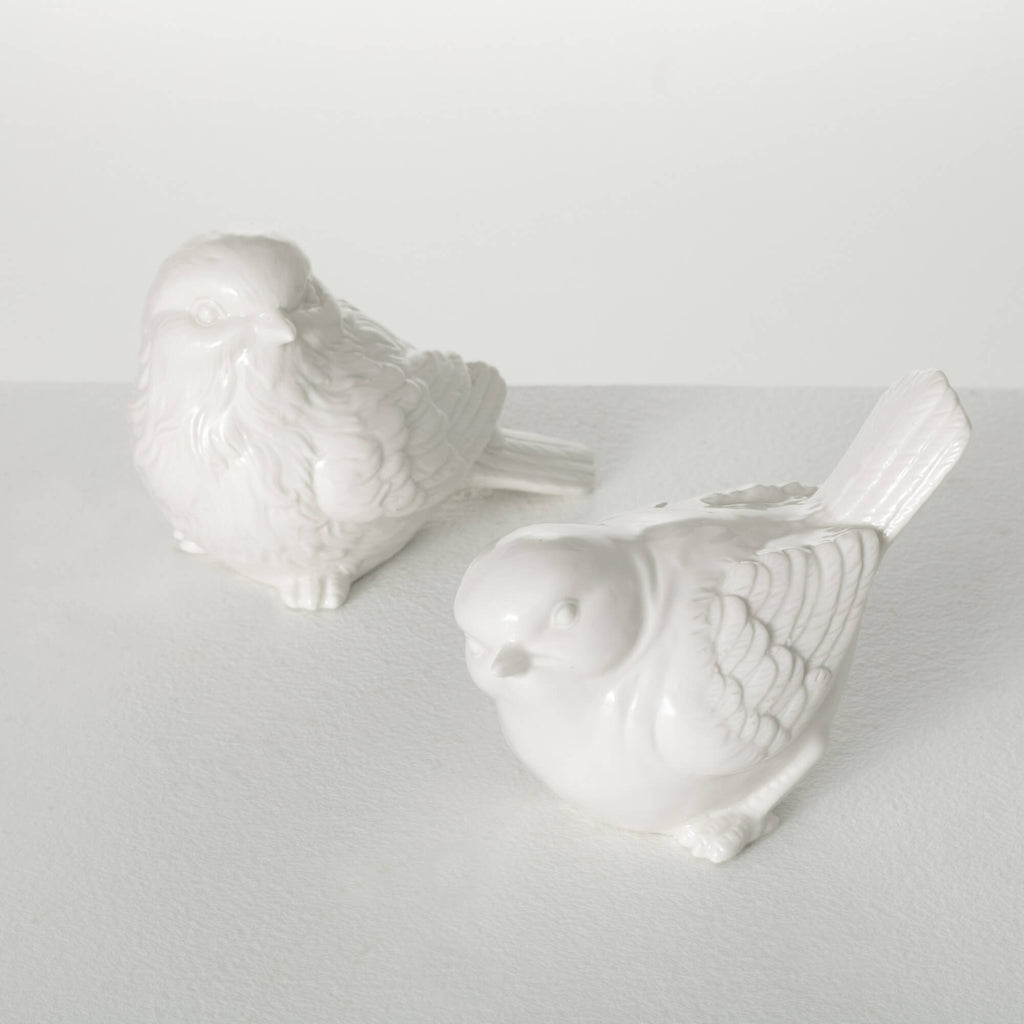 White Ceramic Bird Figurines  