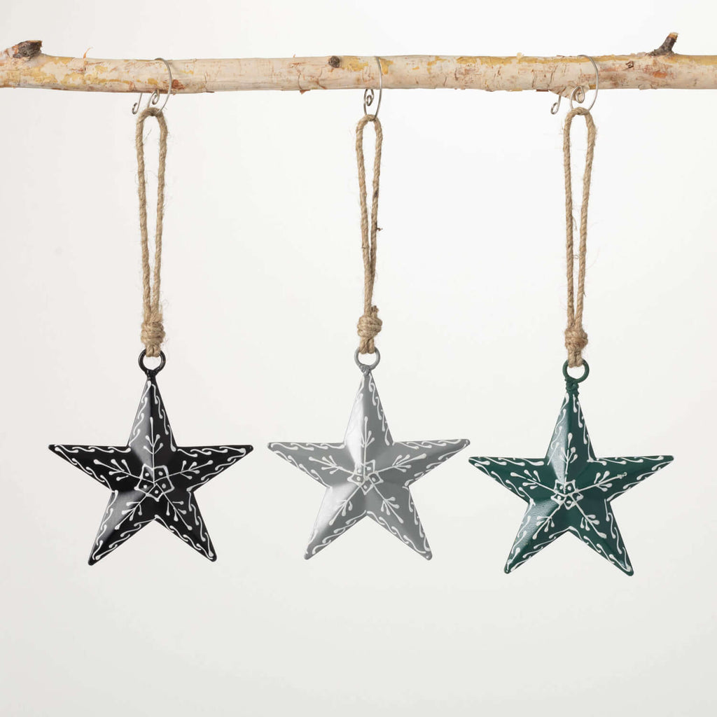 Scandi Metal Star Ornaments   