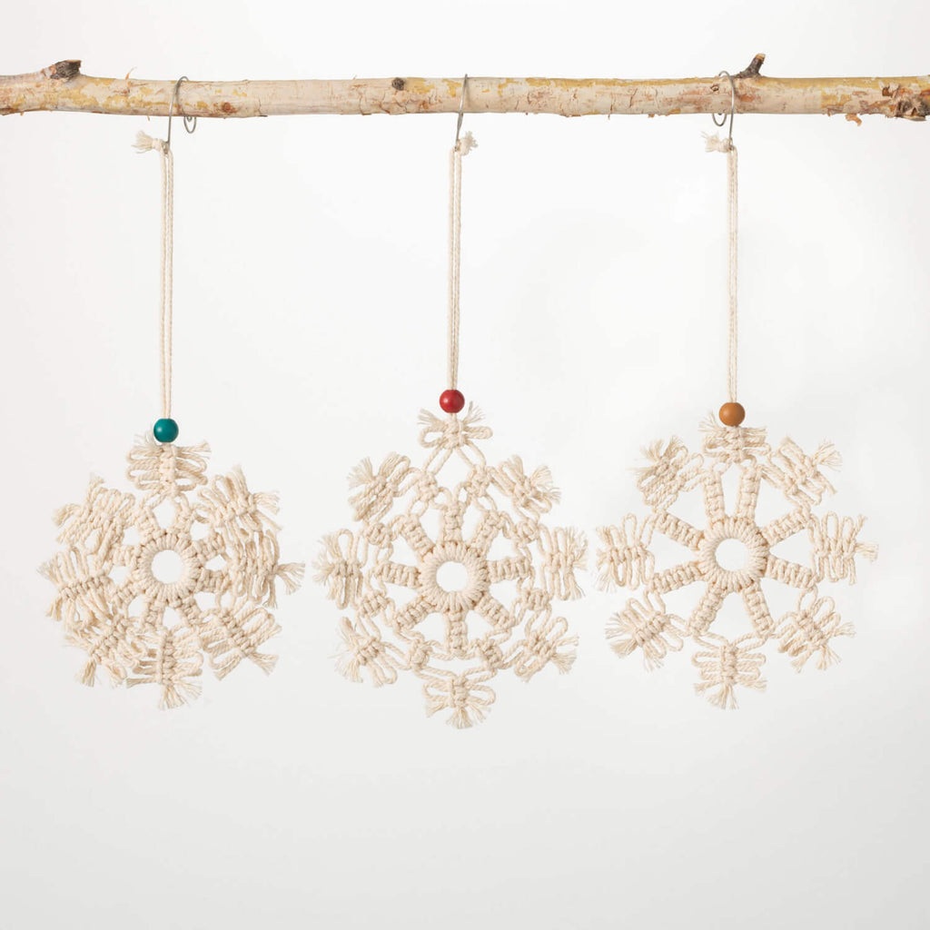 Macrame Snowflake Ornament Set