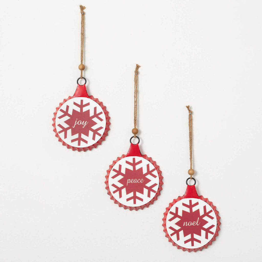 Snowflake Text Ornament Set   