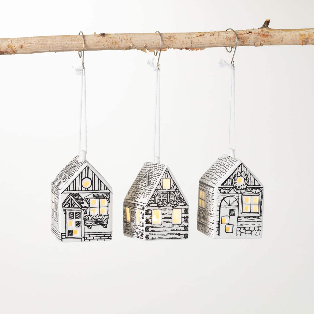 Ceramic Led House Ornament Set