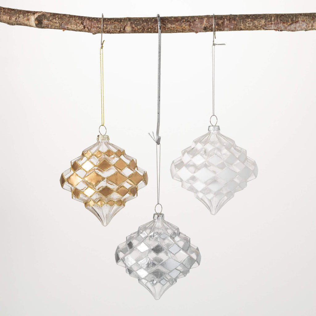 Faceted Drop Ornament Set Of 3