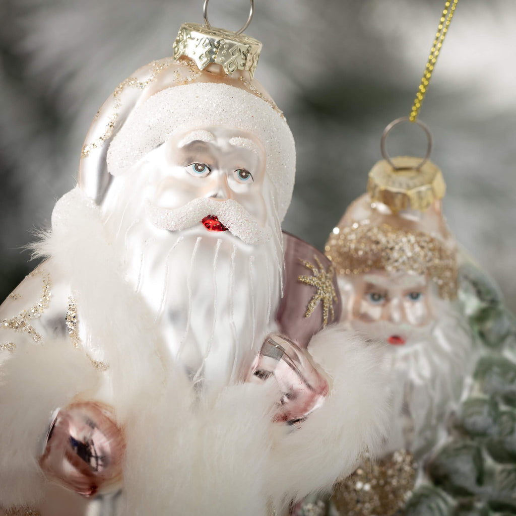 Gold Santa Ornament Set Of 2  