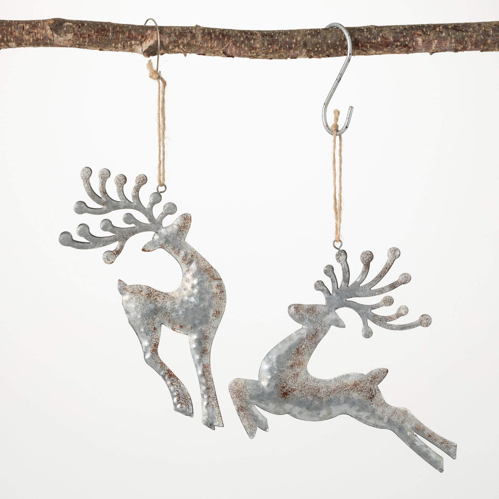 Silver Reindeer Ornament Set  