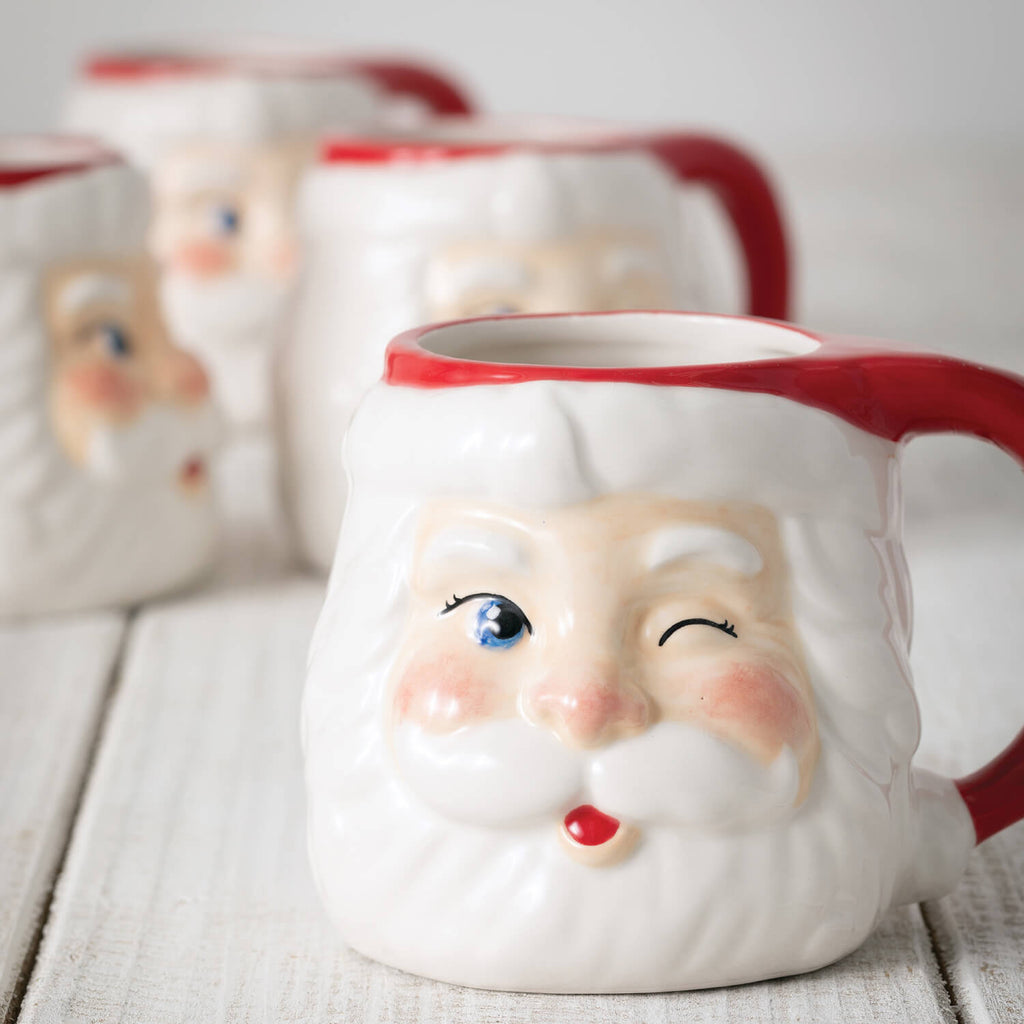 Winking Santa Mug Set Of 4    