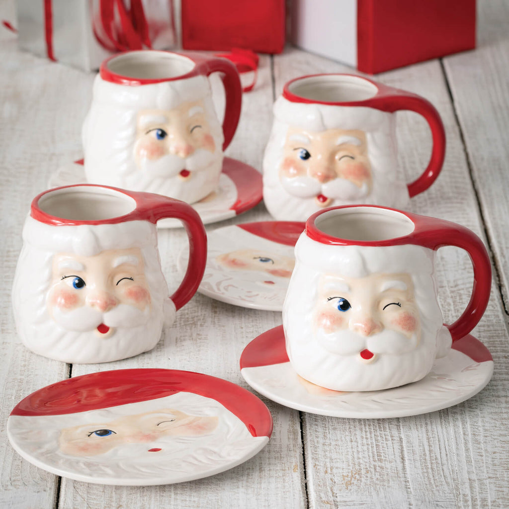 Winking Santa Mug Set Of 4    