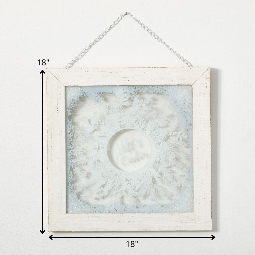 Framed Frosted Wreath Wall Art