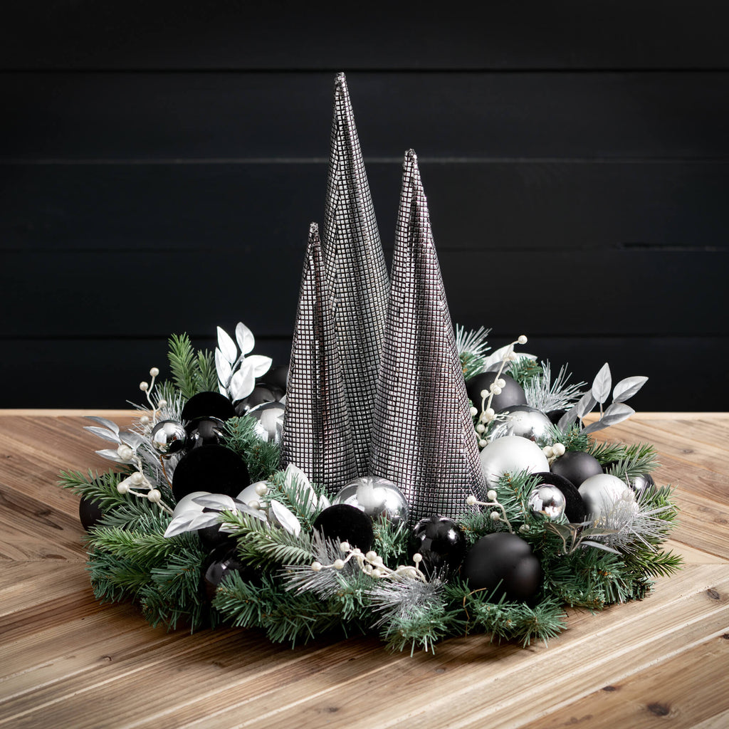 Silver Cone Tree Set Of 3     