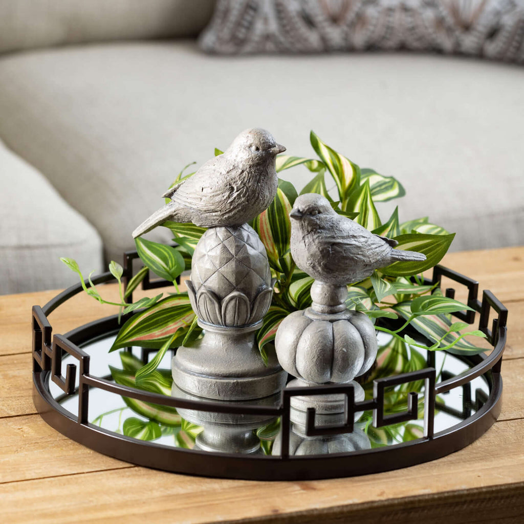 Resin Tabletop Bird Finial Set