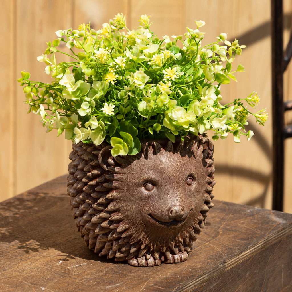 Brown Outdoor Hedgehog Planter