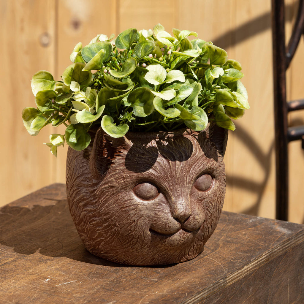 Brown Outdoor Cat Planter     