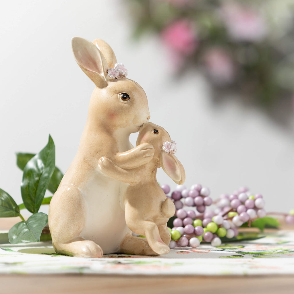 Mother And Baby Bunny Figure  