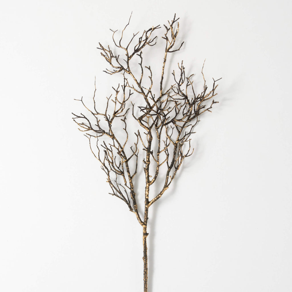 Gold Brushed Pine Twig Stem   