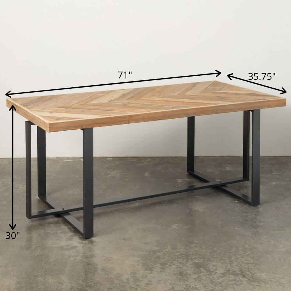 Wood Top Table With V-Pattern 