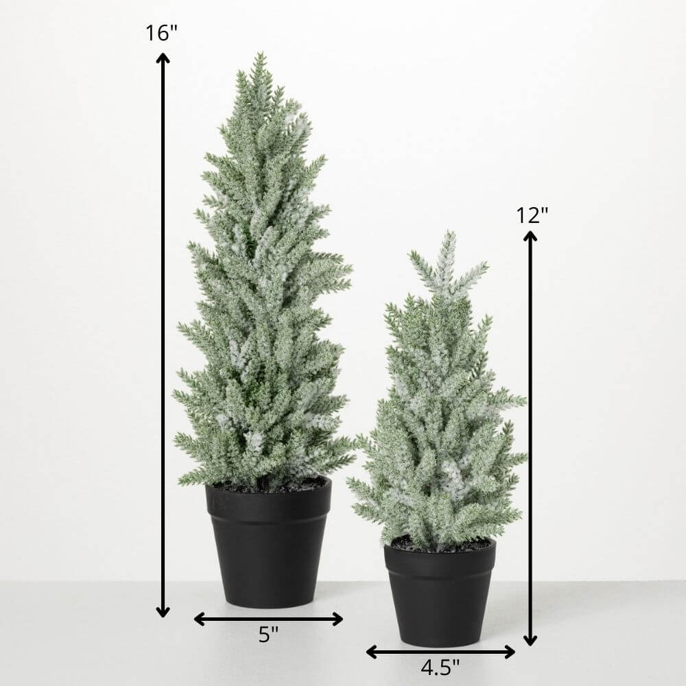 Snowy Pine Tree, Set Of 2     