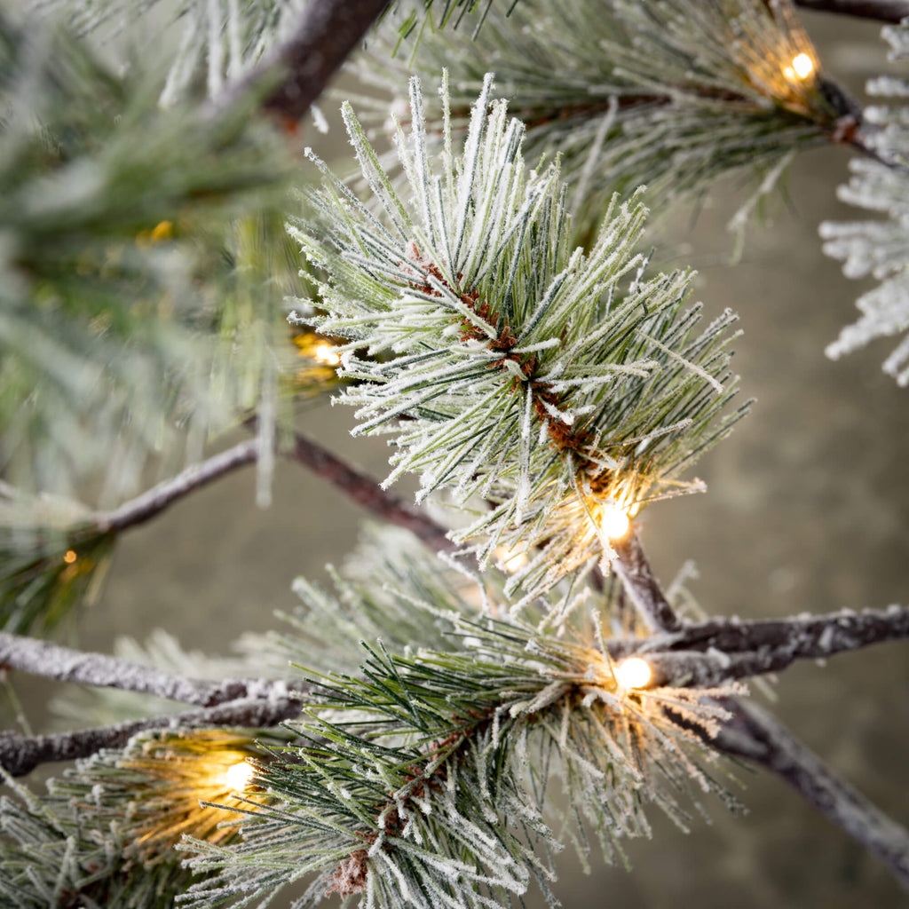 8' Lit Snowy Pruned Pine Tree 