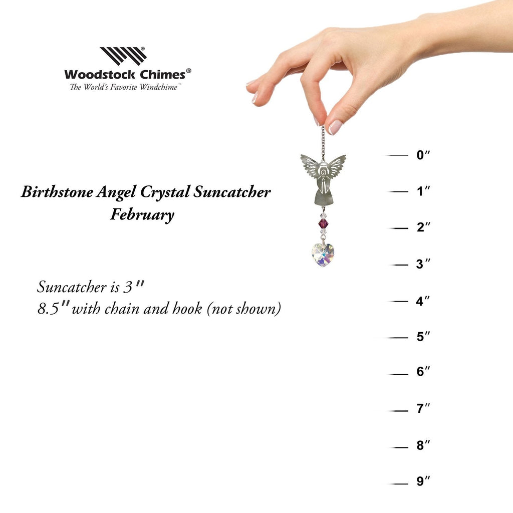 Birthstone Angel Crystal Suncatcher - February proportion image