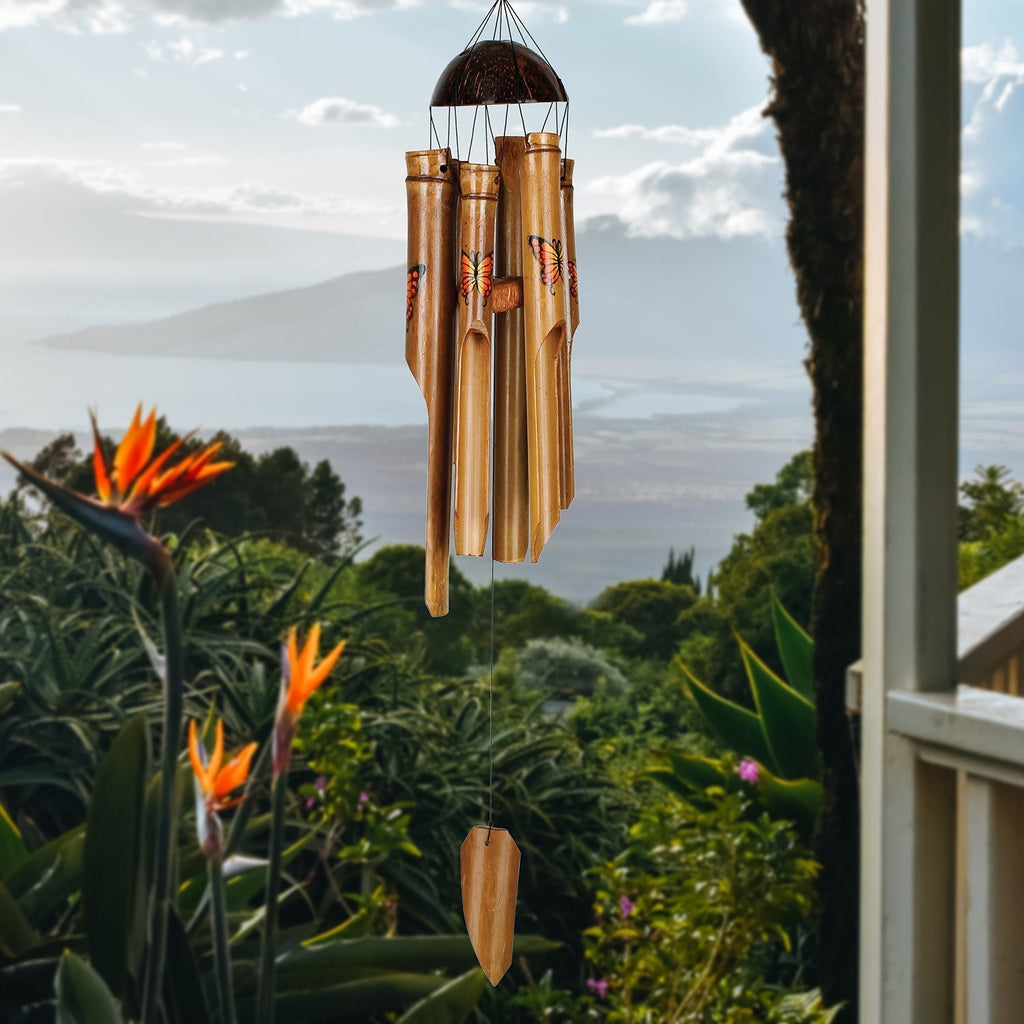 Bamboo Butterfly Chime - Orange lifestyle image