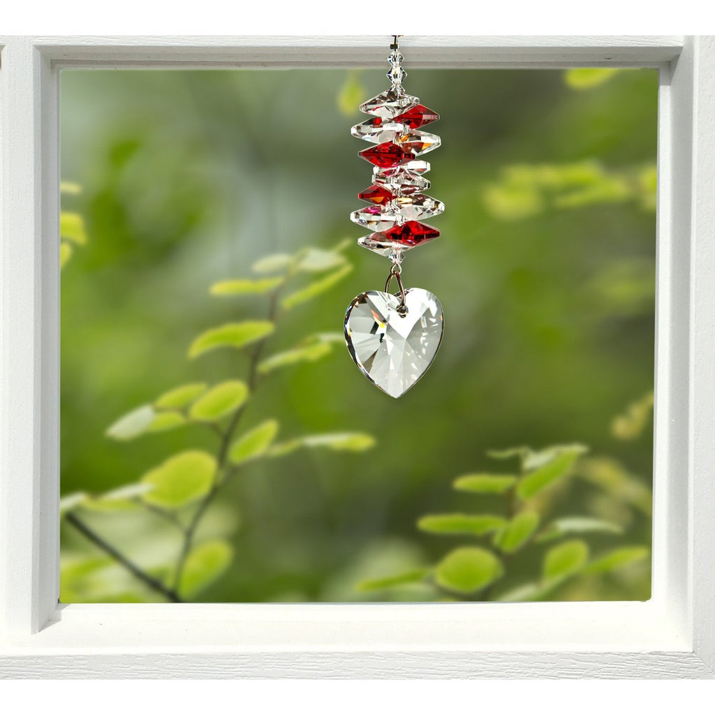 Crystal Heart Cascade Suncatcher - Ruby lifestyle image