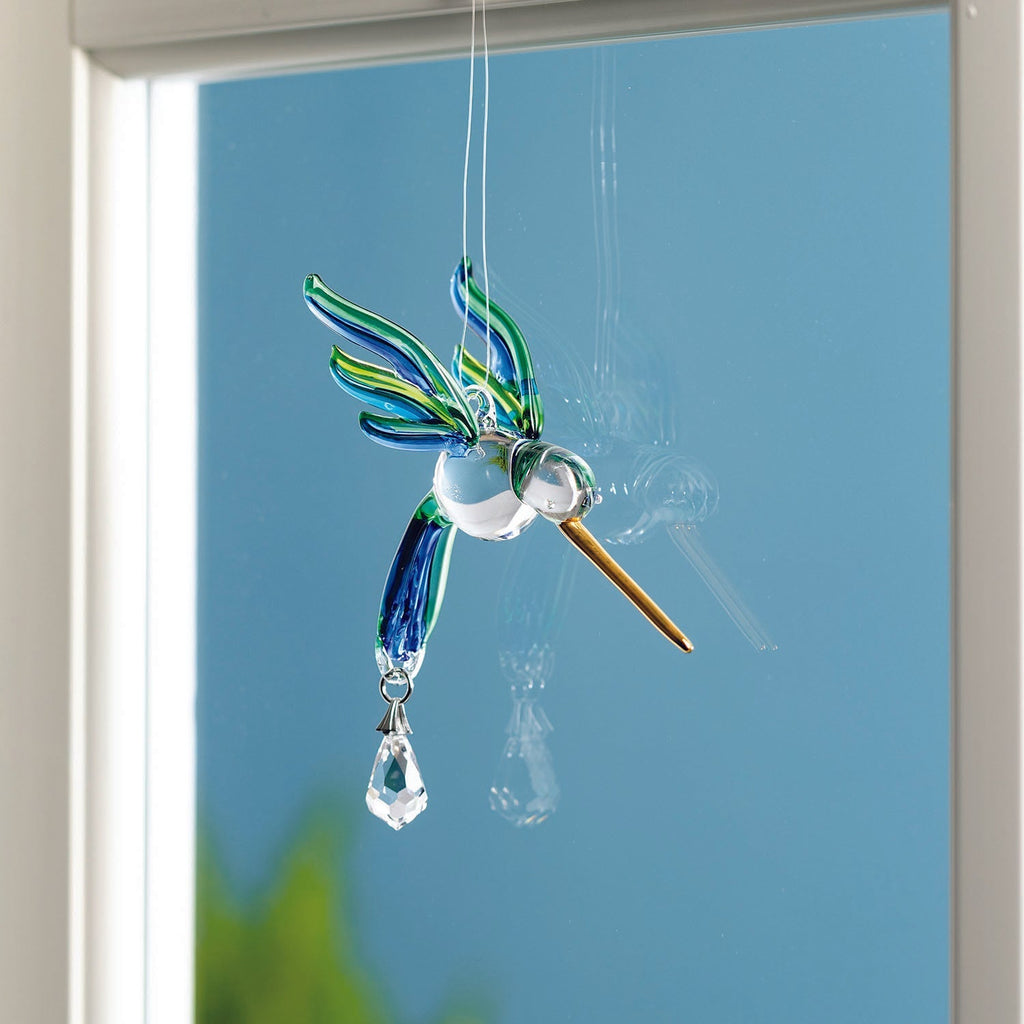 Fantasy Glass Suncatcher - Hummingbird, Peacock lifestyle image