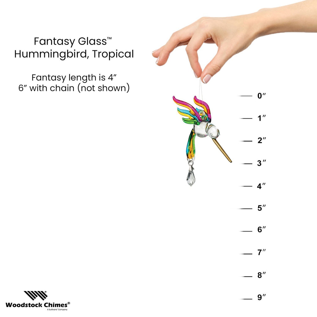 Fantasy Glass Suncatcher- Hummingbird, Tropical proportion image