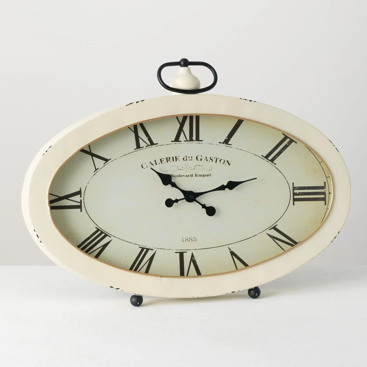 Cream Vintage-Look Oval Mantel Clock – Woodstock Chimes
