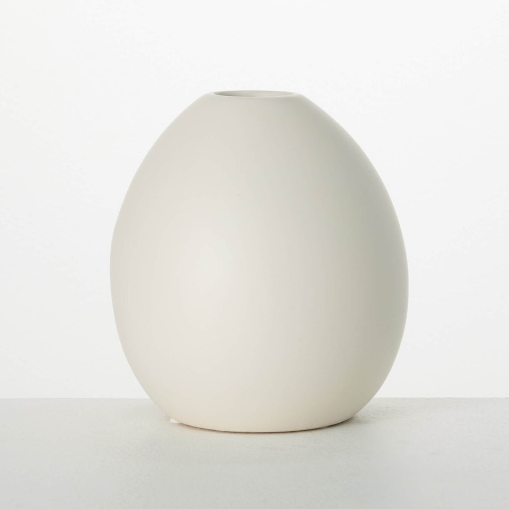 Modern Matte Ivory Oval Vase  