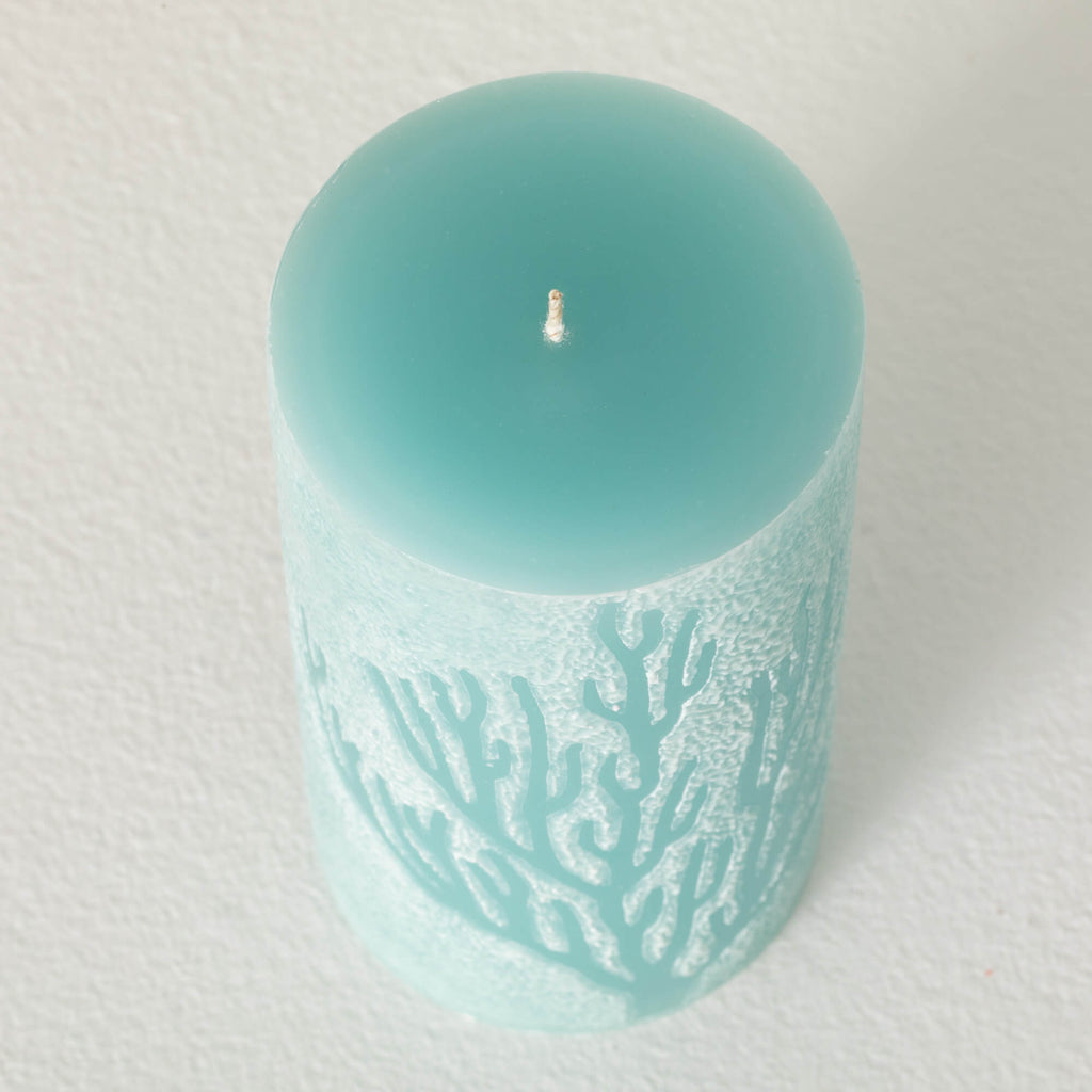 Aqua 6" Coral Pillar Candle   