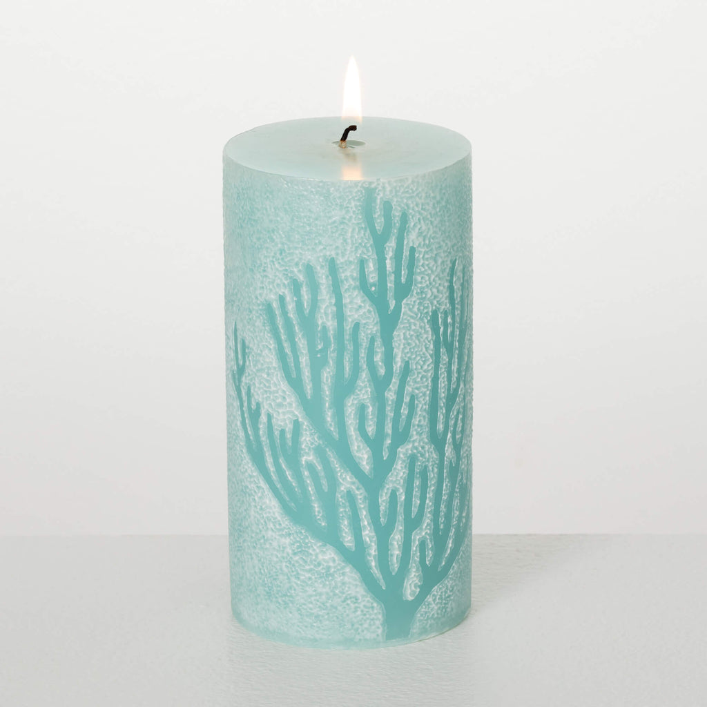 Aqua 6" Coral Pillar Candle   