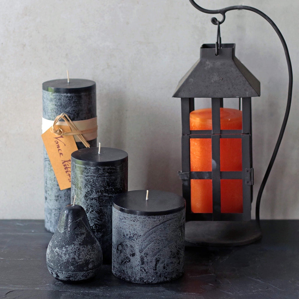 Distressed Black Pillar Candle