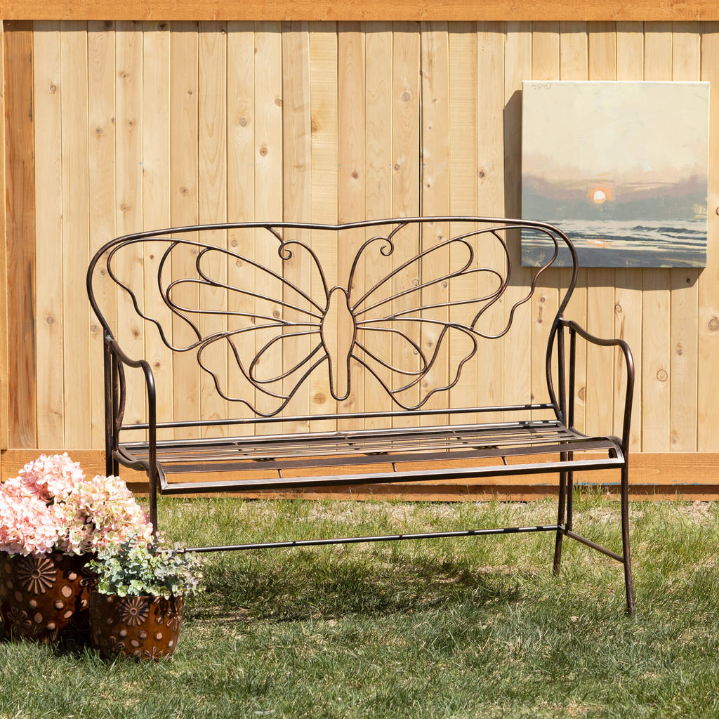 Copper Butterfly Garden Bench 