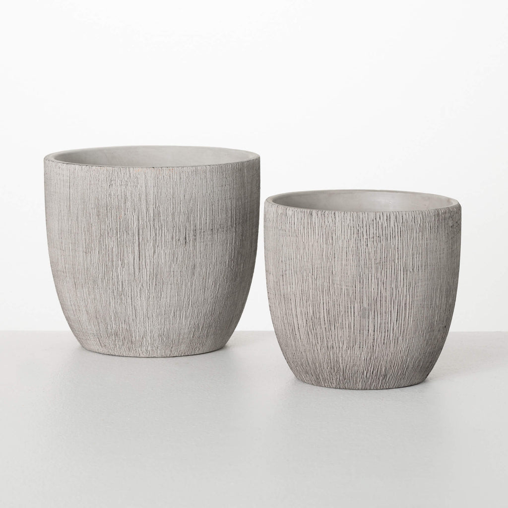 Small Grey Ribbed Planters    