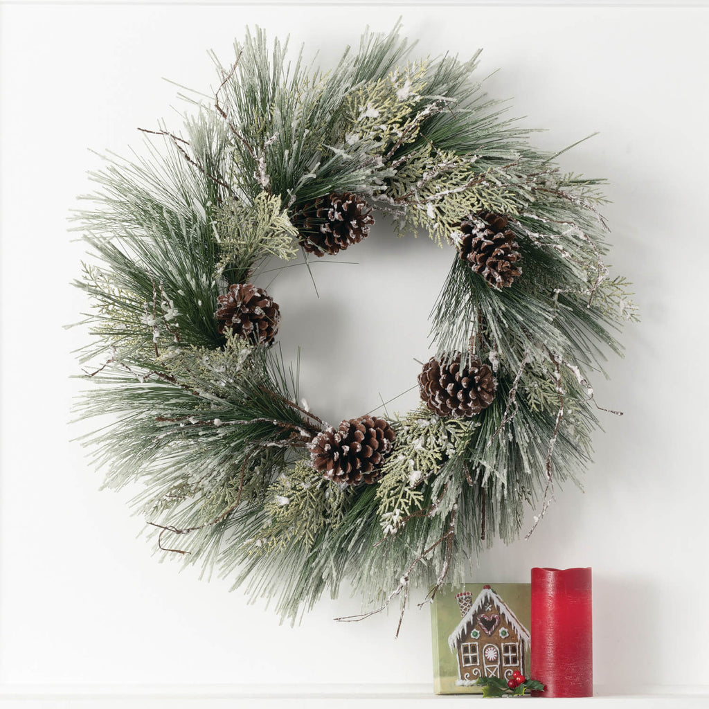 Iced Pine And Cedar Wreath    